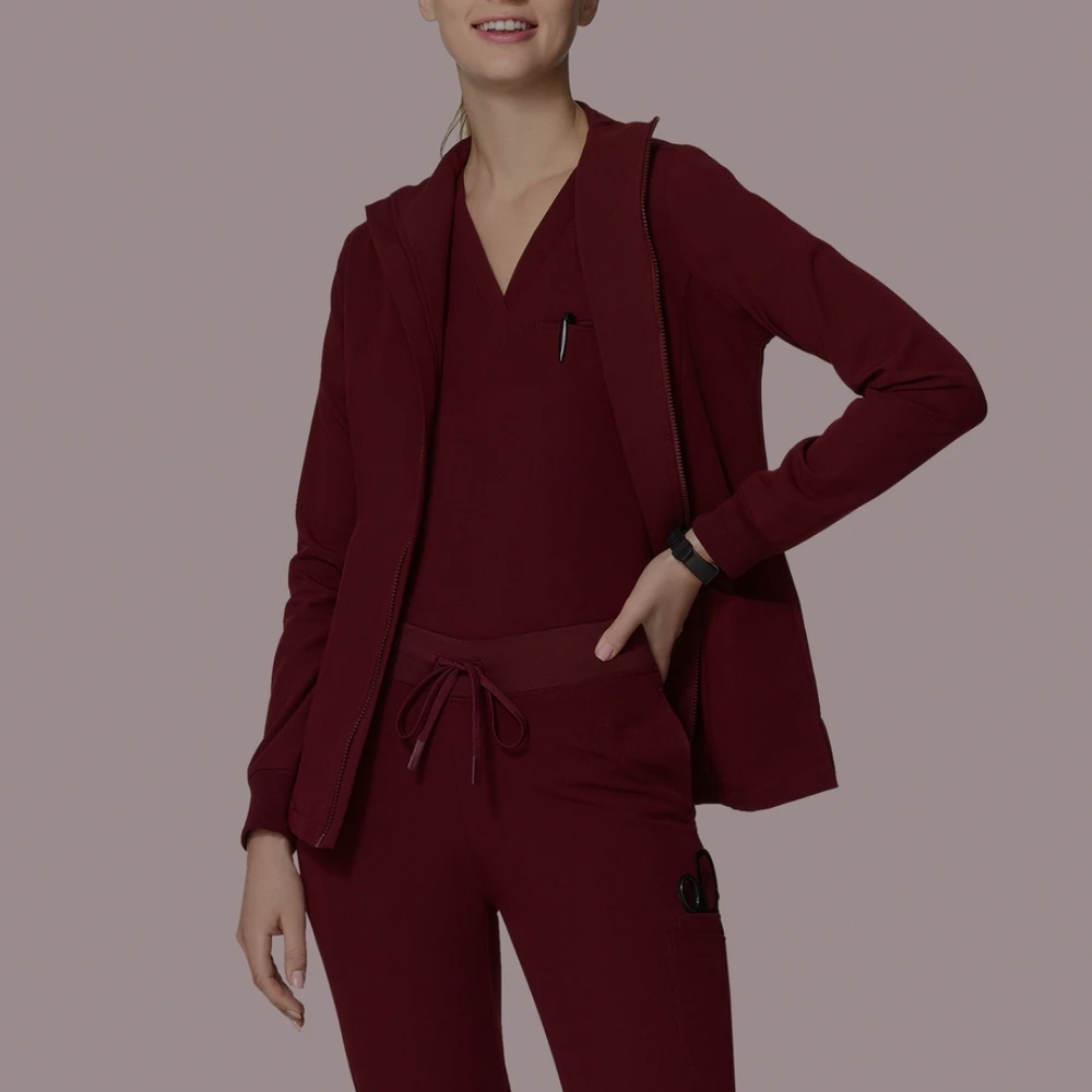 Wine/burgundy Mandala Scrub Jacket